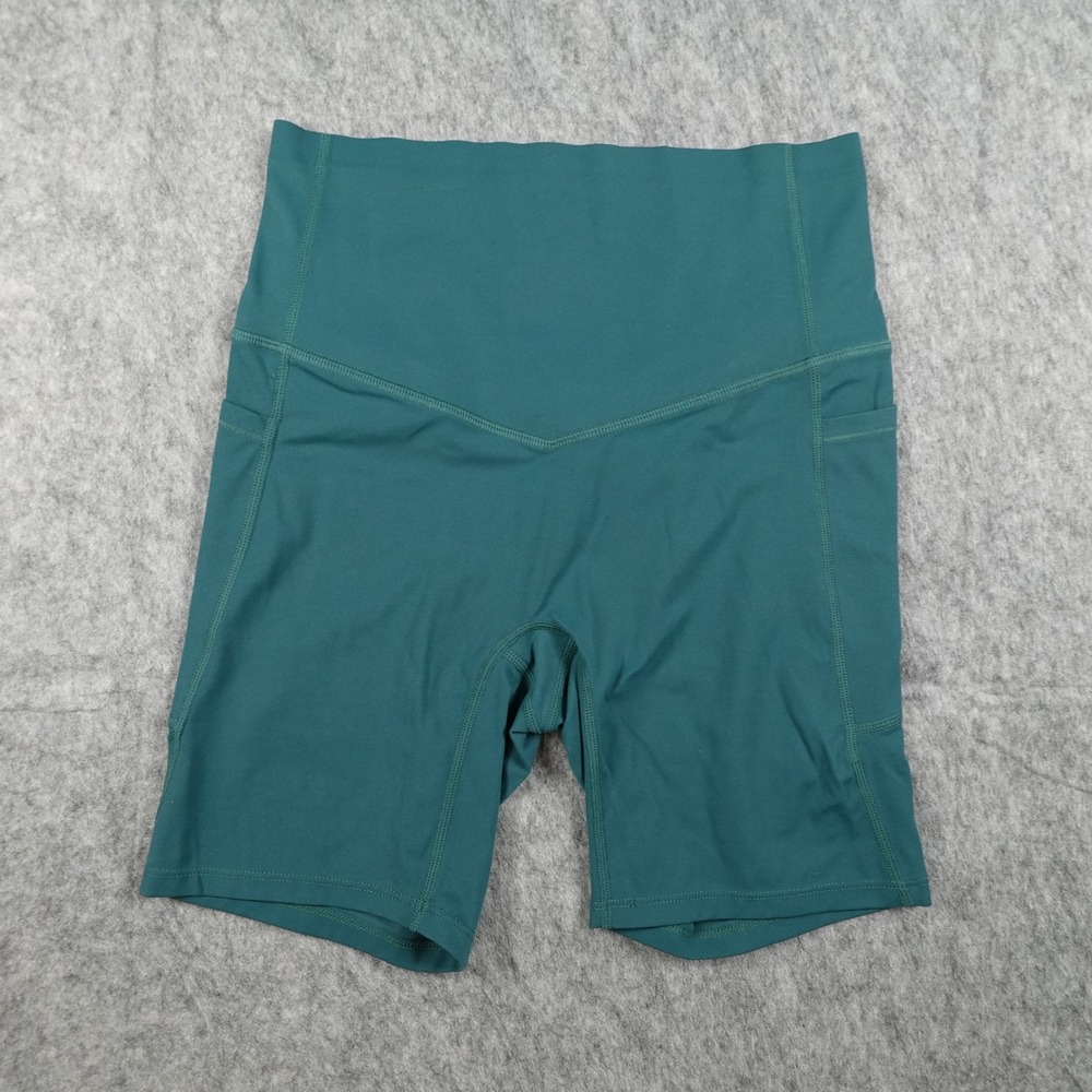 Halara‎ Shorts Women Small Teal High Waisted Athletic Biker Pockets Yoga Active